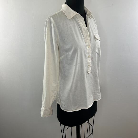 J. Crew White Multi Strand Half Button Down Casual Relaxed Fit Shirt 6 - Picture 5 of 7